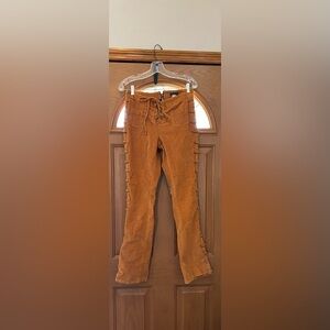 VENUS Burnt Orange Lace-Up Pants – Y2K Boho Festival Pants – Size 8